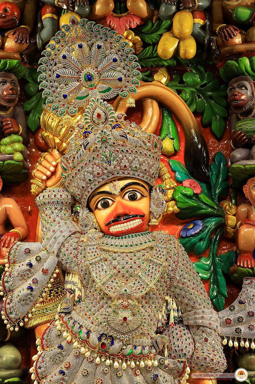 Kasturbhanjan Dev Murti with Intricate Gemstone Adornments and Traditional Temple Carvings HD phone wallpaper