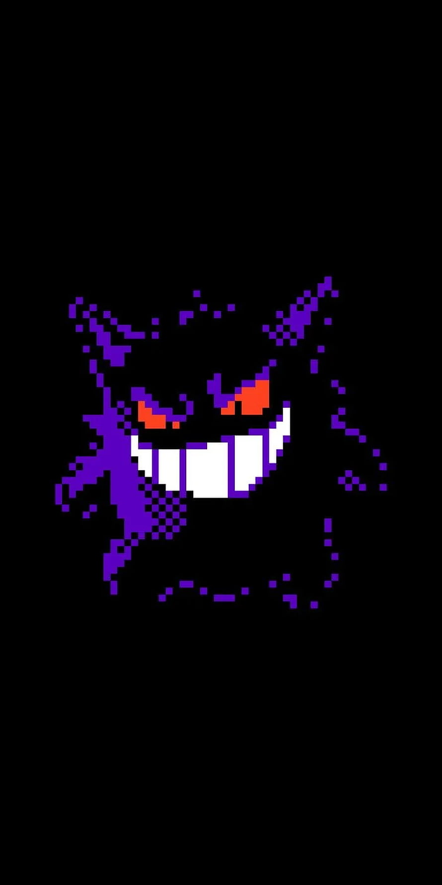 Gengar Pixel Art Ghost Type Pokemon with Glowing Red Eyes and Purple Aura HD phone wallpaper