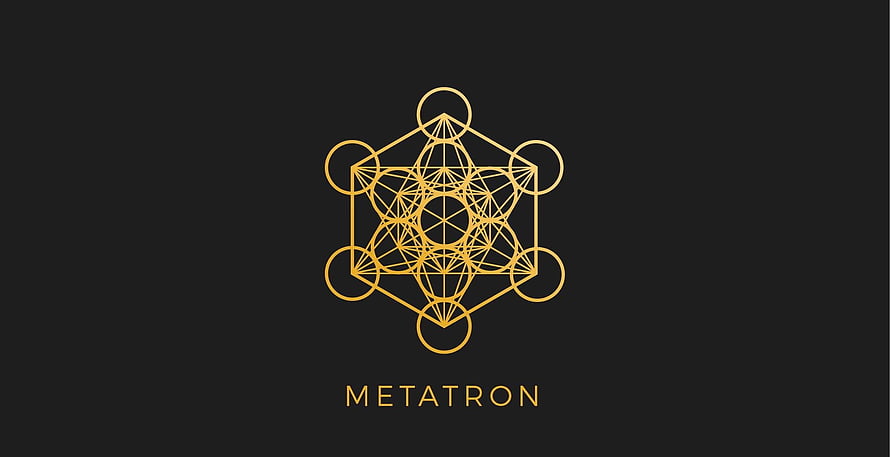 Golden Metatron's Cube Sacred Geometry Line Art on Black Background HD wallpaper