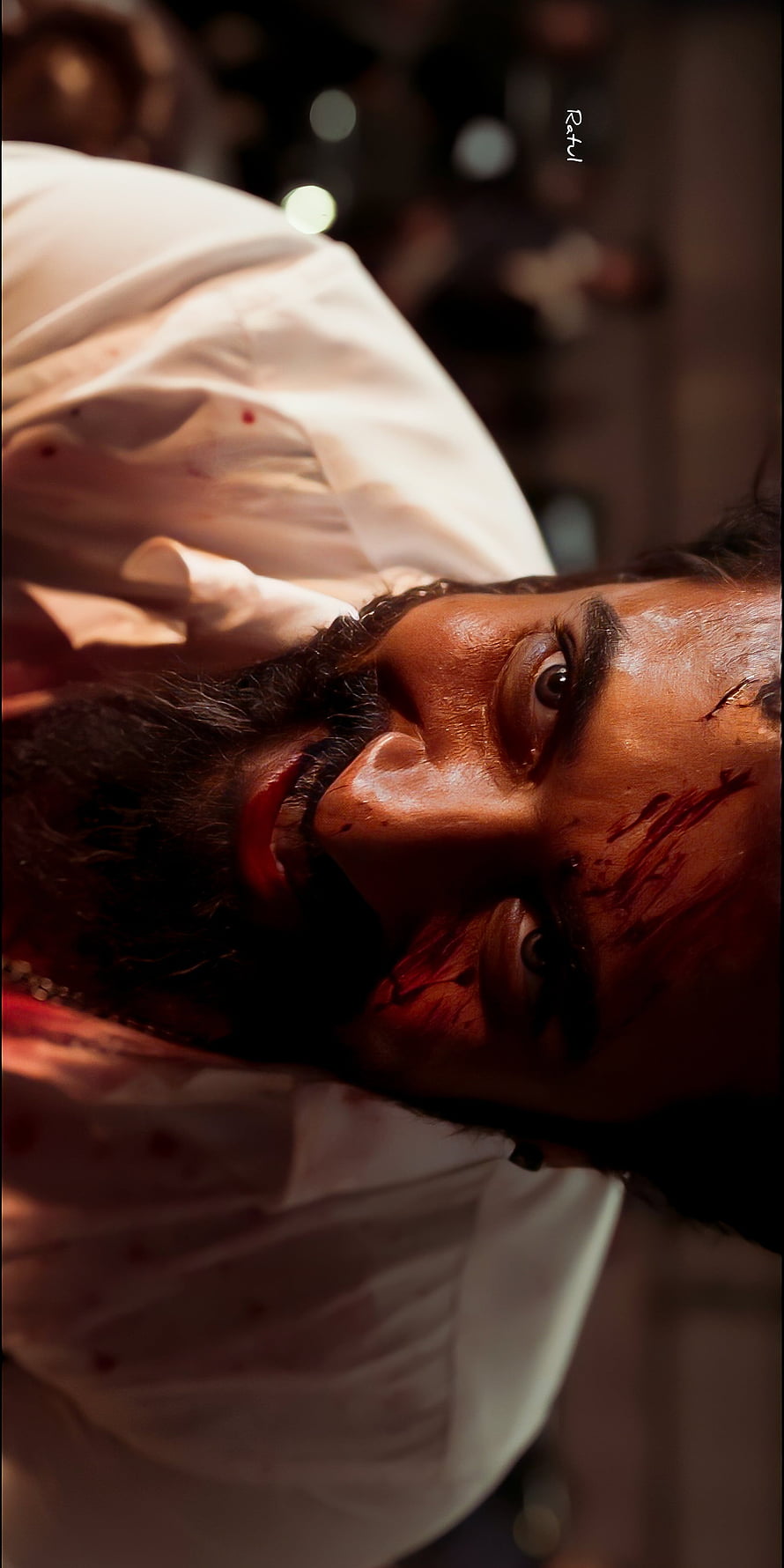 Intense Close-Up of a Bloodied Man in a White Shirt with a Fierce Gaze, Suriya Sivakumar, jaw, Vijay, kamal, dilli, rolex, lokesh, Vikram, kaithi, sir HD phone wallpaper