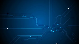 Abstract Blue Circuit Board Technology Background with Glowing Traces and Nodes HD wallpaper