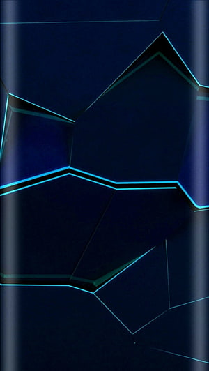 Dark Blue Geometric Abstract Wallpaper with Neon Cyan Edges HD phone wallpaper