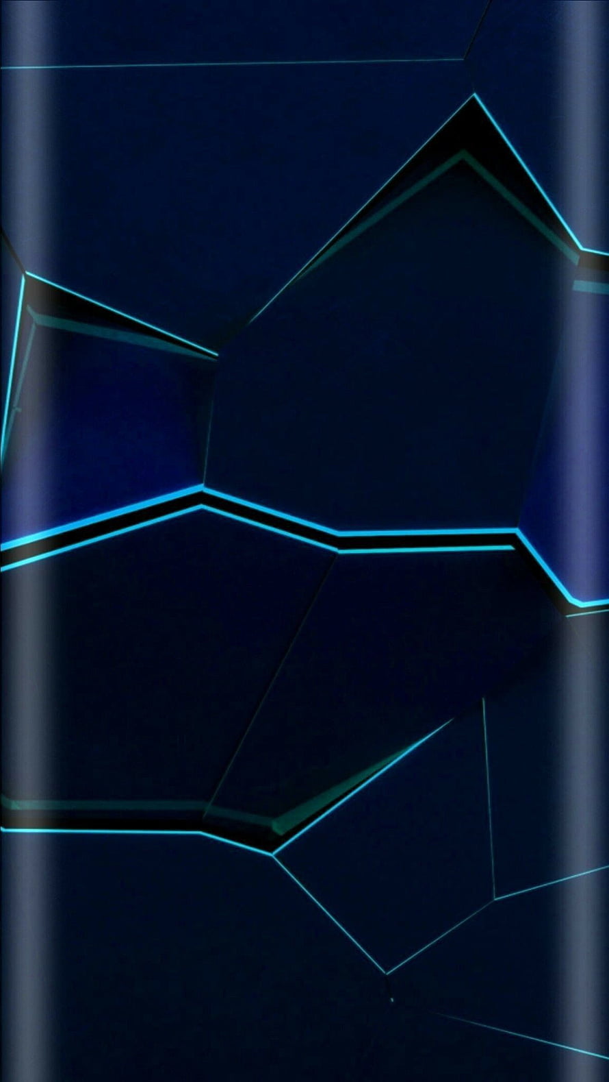 Dark Blue Geometric Abstract Wallpaper with Neon Cyan Edges HD phone wallpaper