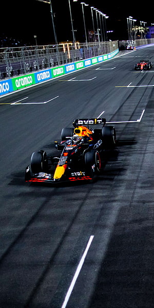 Max Verstappen Red Bull Racing Formula 1 Car Night Race Circuit HD phone wallpaper