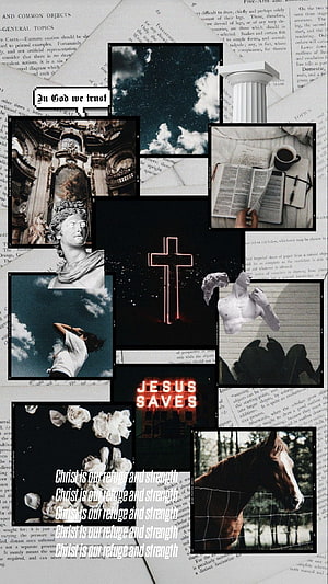 Christian Aesthetic Collage Featuring Cross, Bible, and Faithful Quotes HD phone wallpaper