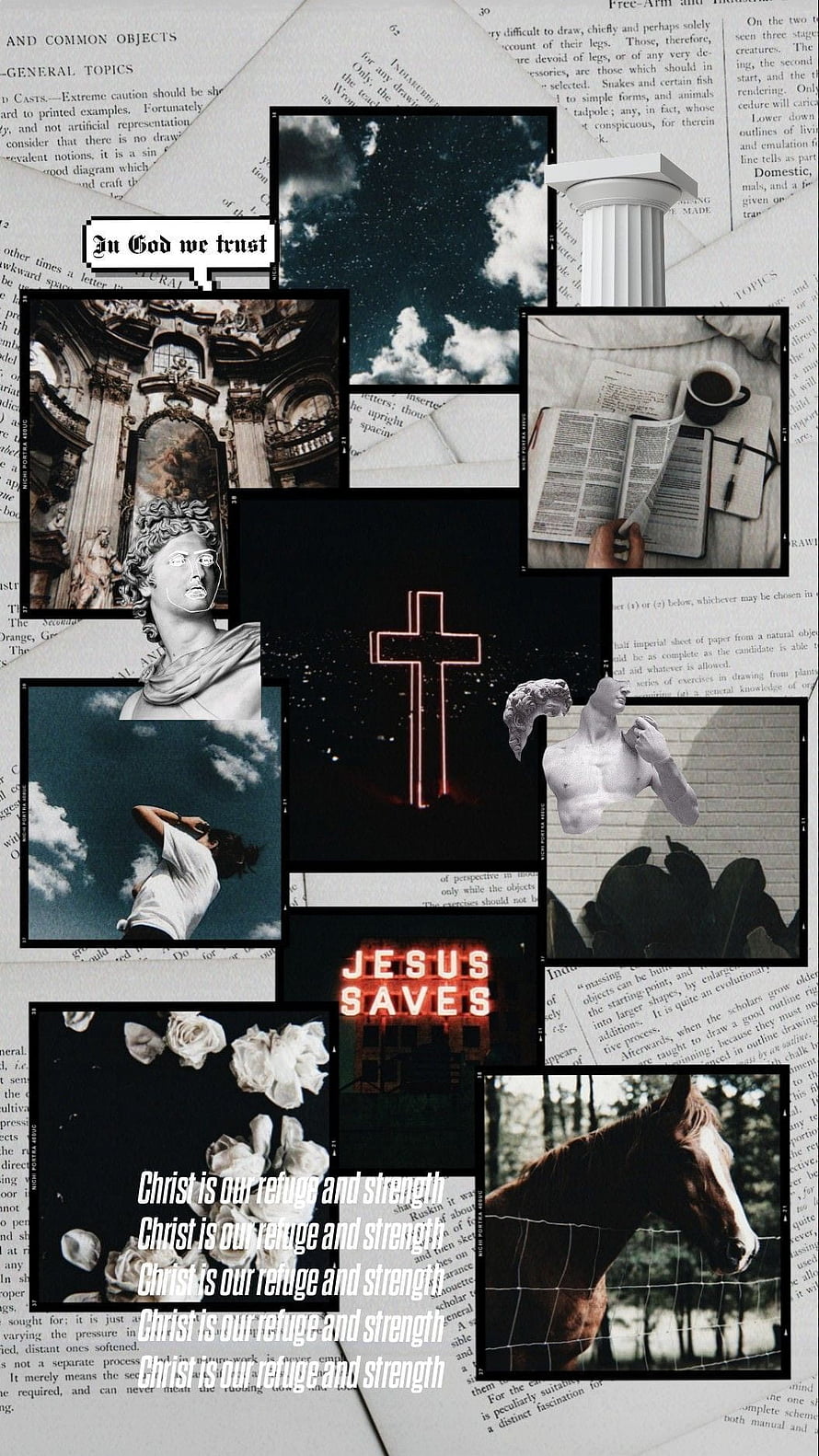 Christian Aesthetic Collage Featuring Cross, Bible, and Faithful Quotes HD phone wallpaper