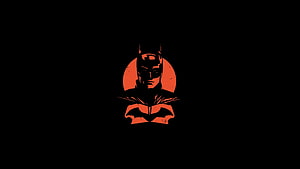 The Batman 2021 Minimalist Red and Black Portrait with Bat Symbol, The Batman, 2021 movie, dark & minimal HD wallpaper