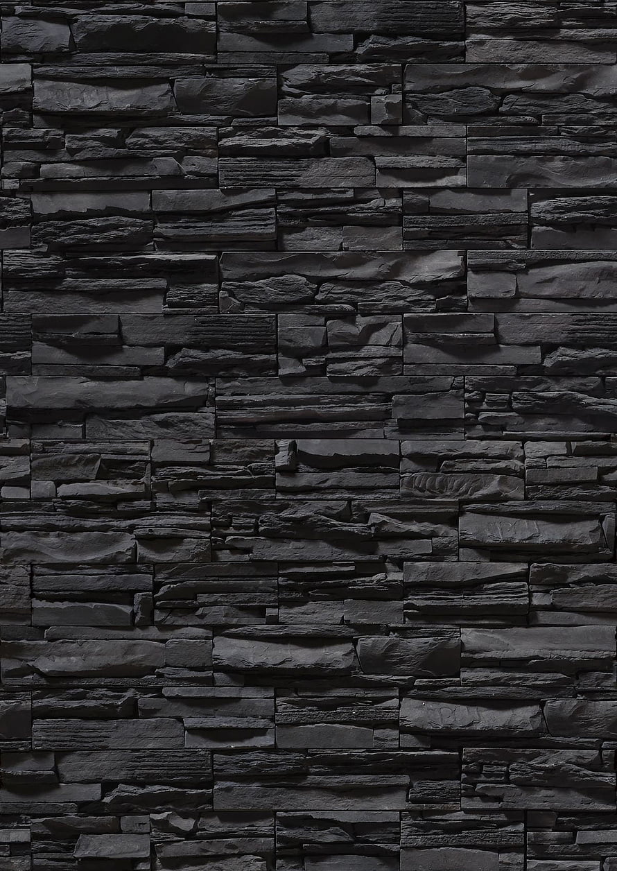 Dark Charcoal Stacked Stone Wall Texture with Rough Natural Brick Patterns HD phone wallpaper
