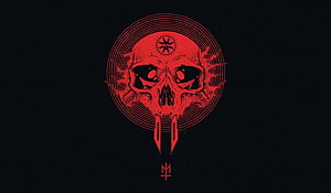 Maternal Disaster and Burgerkill Red Skull Emblem on Black Background HD wallpaper