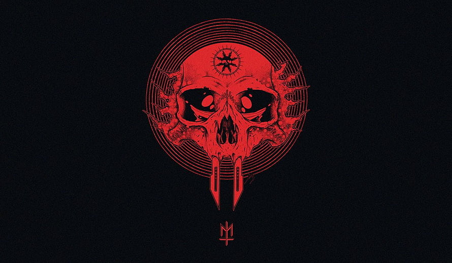 Maternal Disaster and Burgerkill Red Skull Emblem on Black Background HD wallpaper