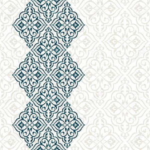 Teal and Cream Islamic Geometric Damask Pattern with Ornate Floral Motifs HD phone wallpaper