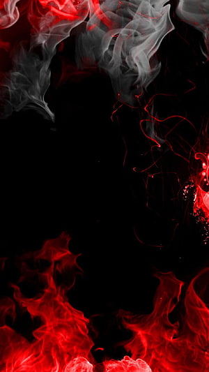 Abstract Red Smoke and Fire Swirling on Black Background HD phone wallpaper