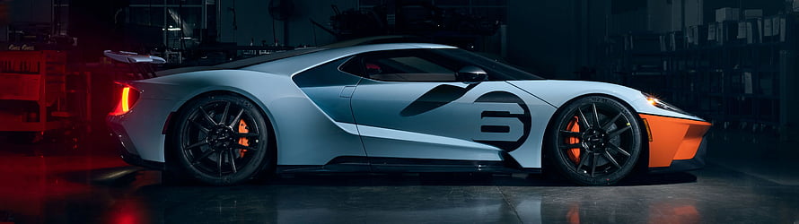 Ford GT Heritage Edition with Number 6 Livery in Garage HD wallpaper