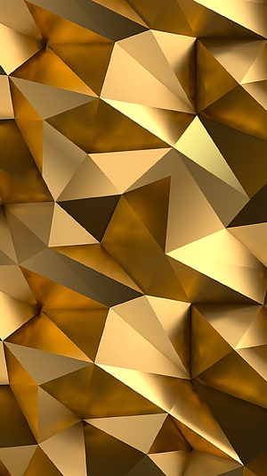 Abstract Golden Geometric Low Poly 3D Triangular Pattern Wallpaper HD phone wallpaper