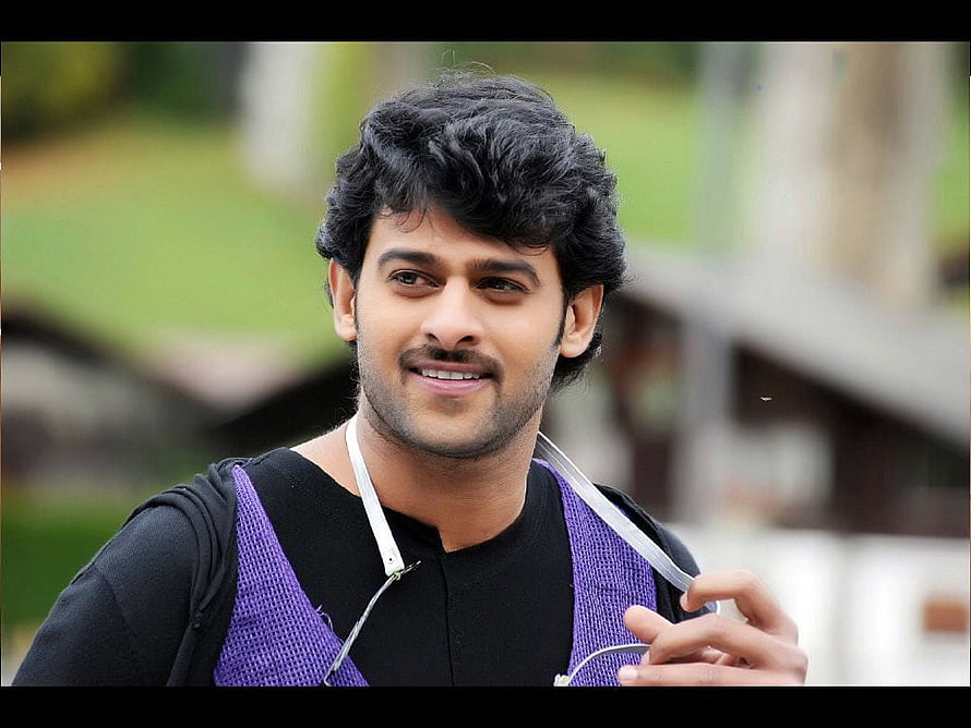 Prabhas Portrait in Black and Purple Attire with Outdoor Background HD wallpaper