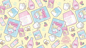 Pompompurin Birthday Party Baking Pattern Wallpaper HD wallpaper