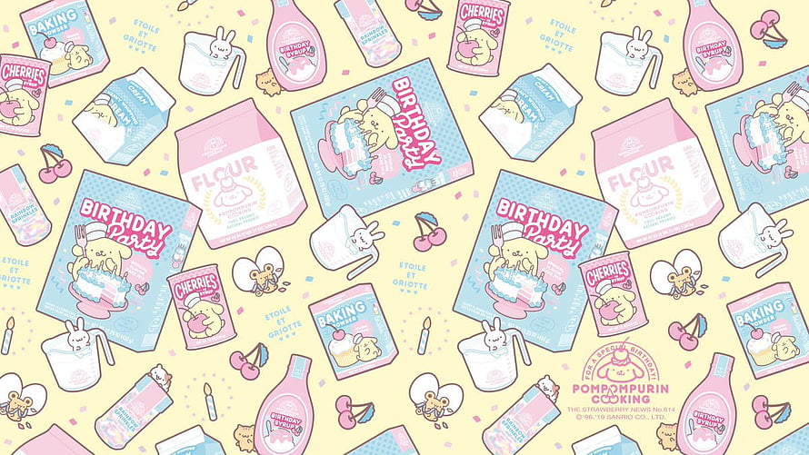 Pompompurin Birthday Party Baking Pattern Wallpaper HD wallpaper