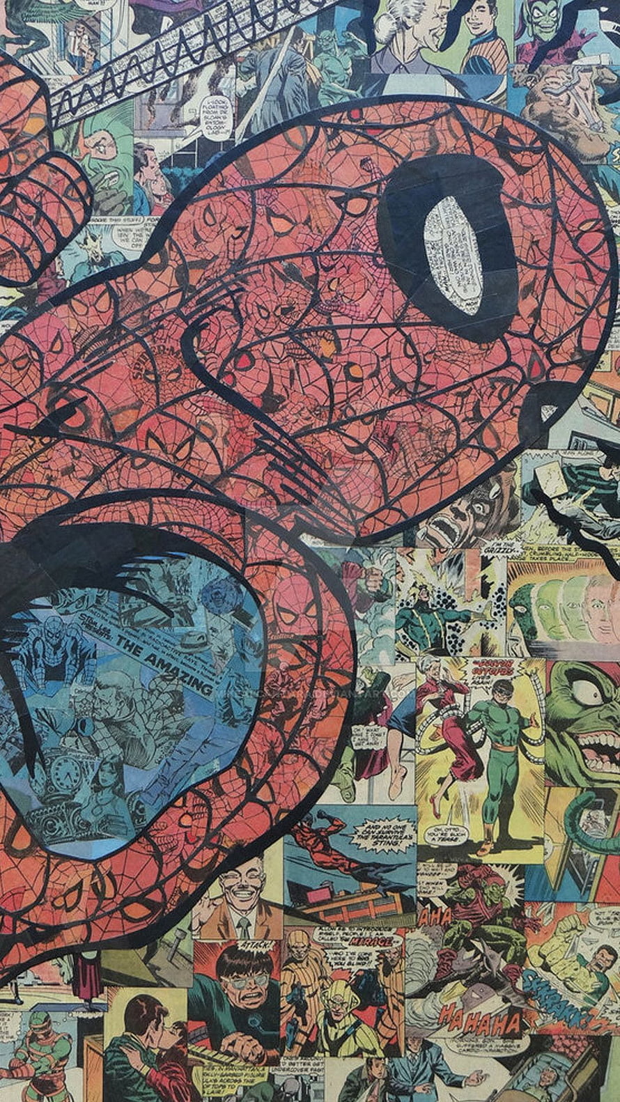 Spider-Man Mask Mosaic Artwork Composed of Vintage Marvel Comic Panels, Marvel . Marvel , Marvel comics , Spiderman comic, Marvel Pattern HD phone wallpaper