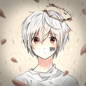 Anime Boy With White Hair And Red Eyes Wearing A Crown Of Thorns HD phone wallpaper