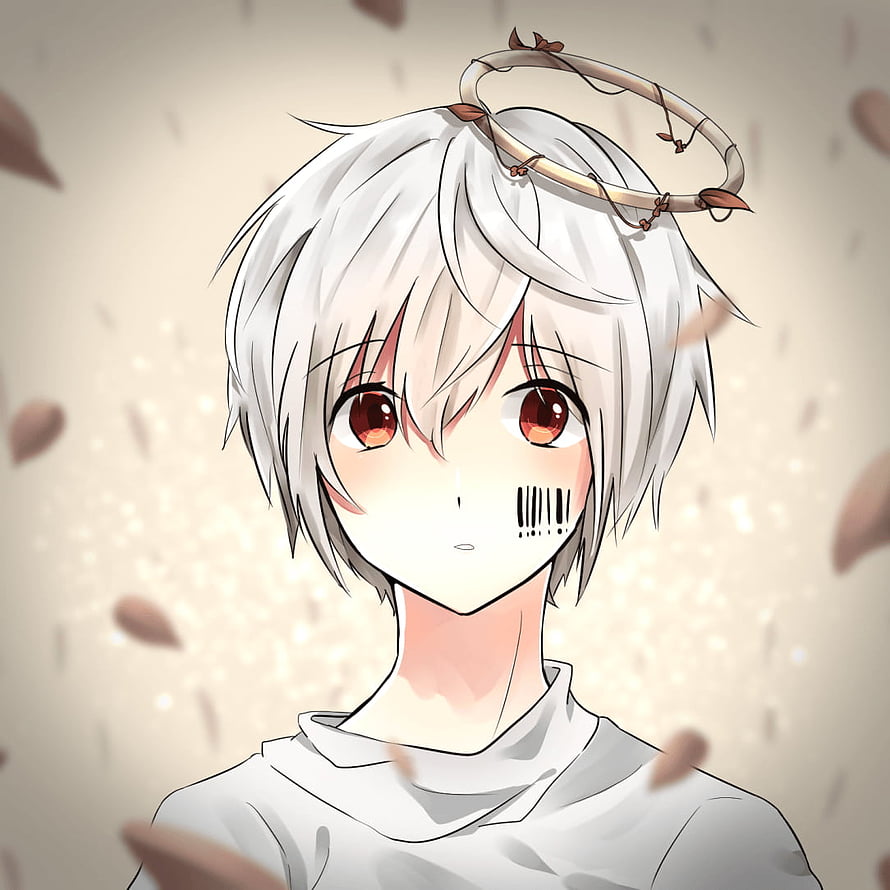 Anime Boy With White Hair And Red Eyes Wearing A Crown Of Thorns HD phone wallpaper