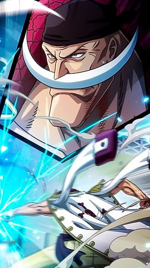 Whitebeard in Dynamic Action Pose with Blue Energy Effects from One Piece HD phone wallpaper