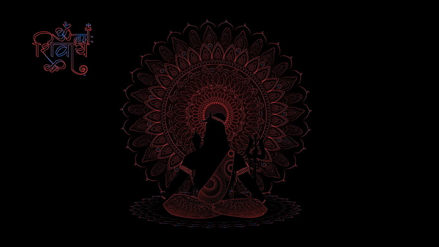 Lord Shiva Meditation Silhouette with Mandala Background, Lord Shiva , AMOLED, Black Background, Illustration, Black Dark, Lord Shiva Black HD wallpaper