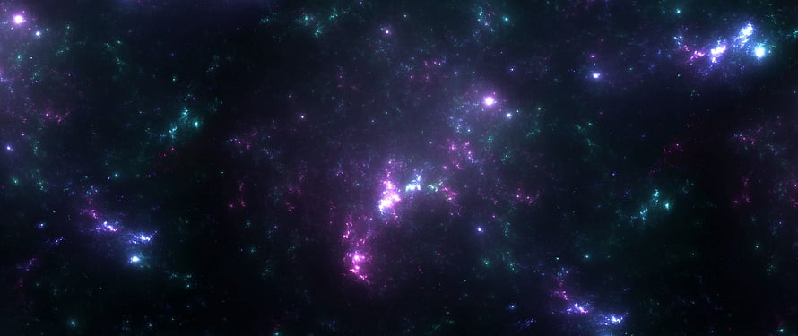 Vibrant Cosmic Nebula with Purple and Teal Star Clusters in Deep Space HD wallpaper