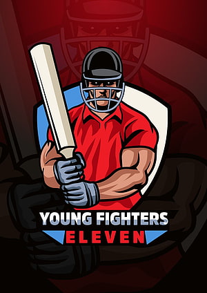 Young Fighters Eleven Cricket Team Mascot Logo Design HD phone wallpaper