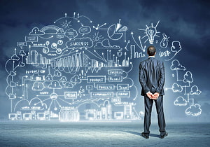 Businessman Contemplating Digital Strategy and Innovation Concept, Information Technology, Technology World HD wallpaper