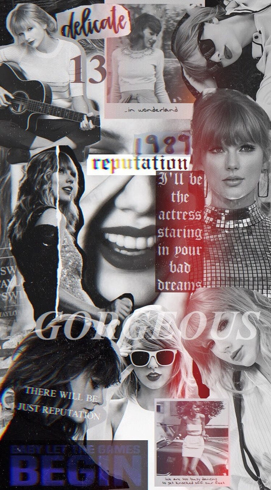 Taylor Swift Reputation Era Collage with Album Lyrics and Vintage Photos HD phone wallpaper