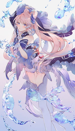 Sangonomiya Kokomi Genshin Impact Water Element Character Illustration HD phone wallpaper