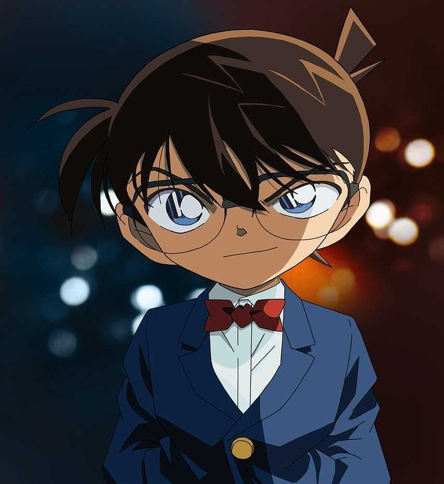 Conan Edogawa Detective Anime Character Portrait in Blue Suit HD phone wallpaper