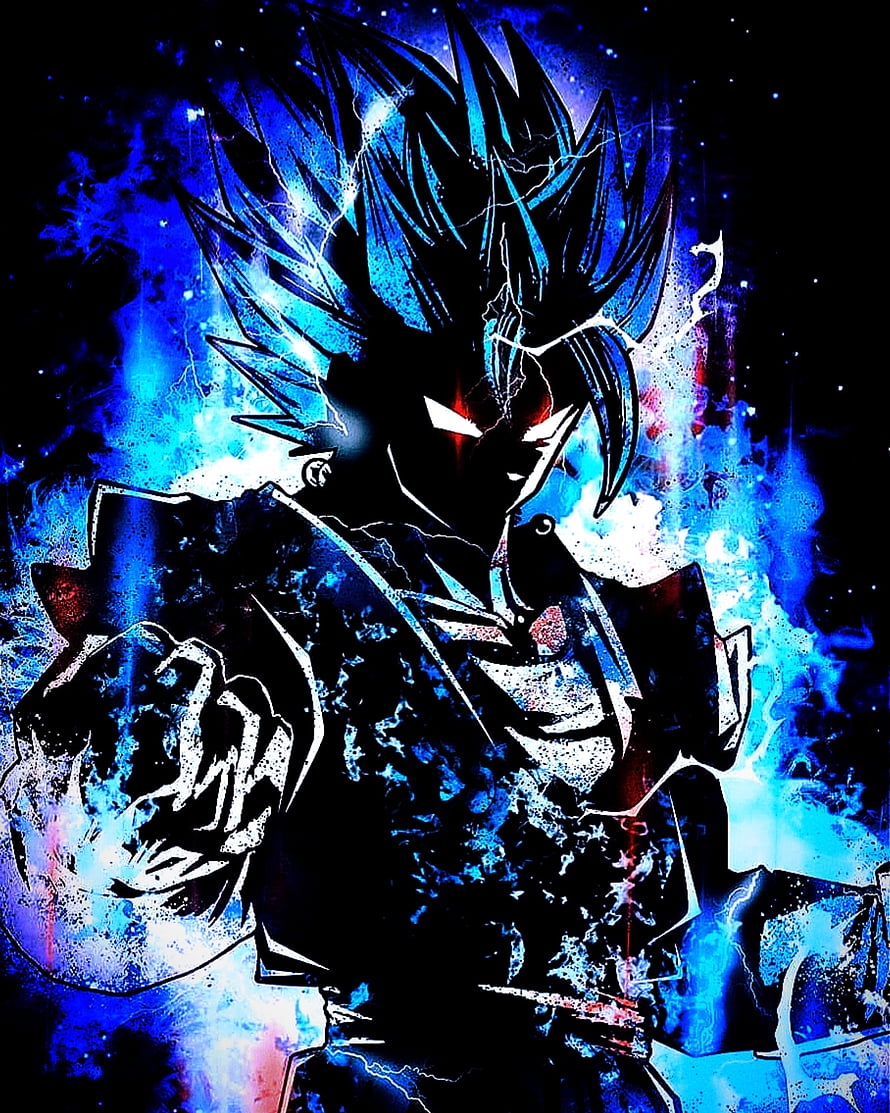 Dark Goku Super Saiyan Blue with Lightning Aura Anime Wallpaper HD phone wallpaper