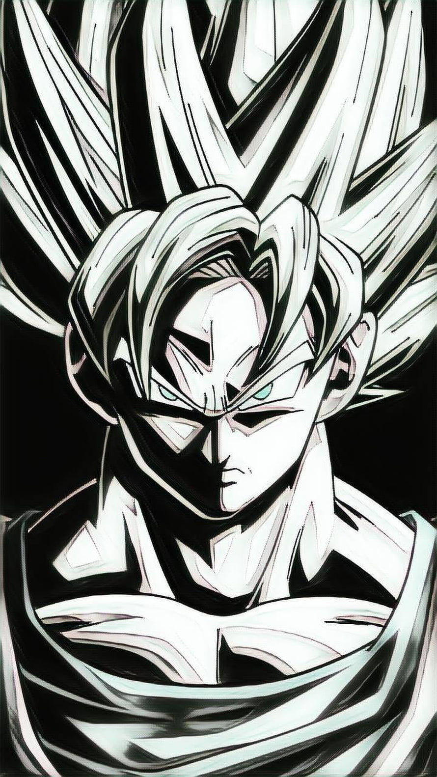 Goku Black Monochrome Portrait in Dragon Ball Super Anime Style HD phone wallpaper