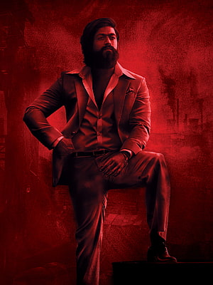Yash as Rocky in KGF Chapter 2 Dramatic Red Toned Portrait HD phone wallpaper