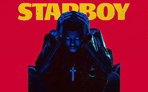 The Weeknd Starboy Album Cover Artwork with Red Background and Blue Lighting HD wallpaper