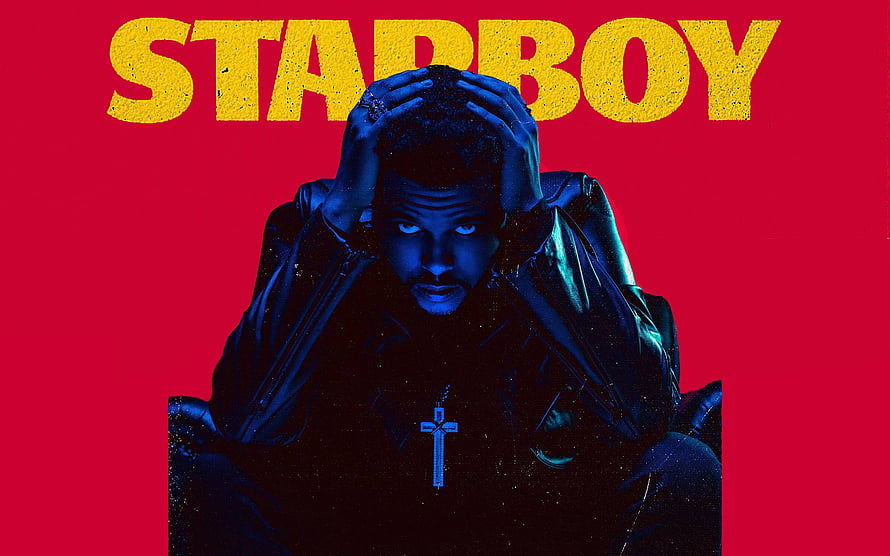 The Weeknd Starboy Album Cover Artwork with Red Background and Blue Lighting HD wallpaper