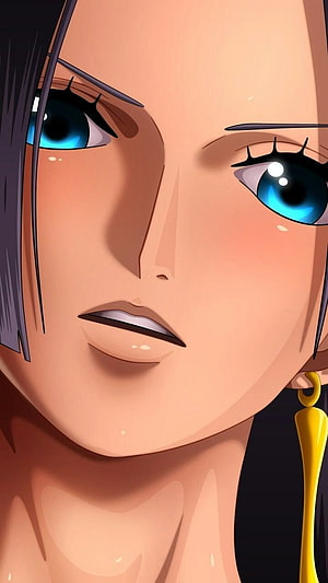 Nami from One Piece anime close-up portrait with blue eyes and golden earring HD phone wallpaper