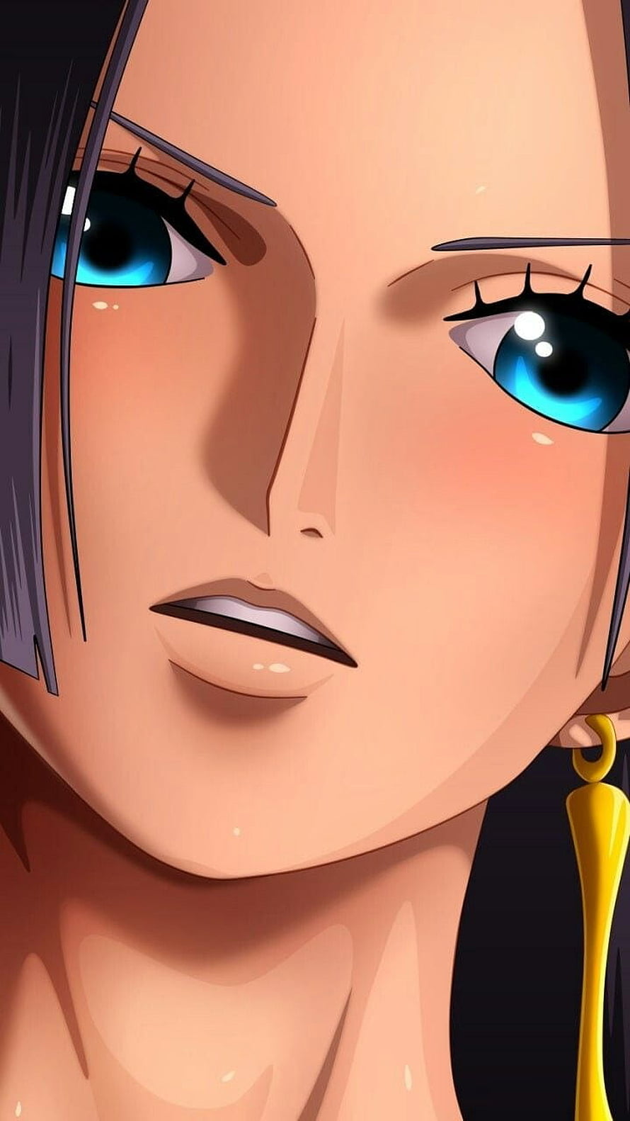 Nami from One Piece anime close-up portrait with blue eyes and golden earring HD phone wallpaper