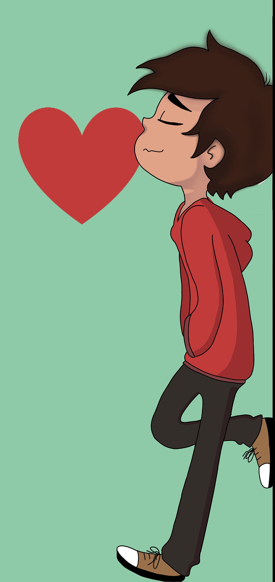 Marco from Star vs the Forces of Evil Blowing a Red Heart in a Cute Cartoon Illustration HD phone wallpaper