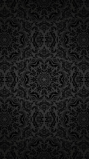 Elegant Black Damask Pattern with Ornate Floral Motifs and Symmetrical Design HD phone wallpaper