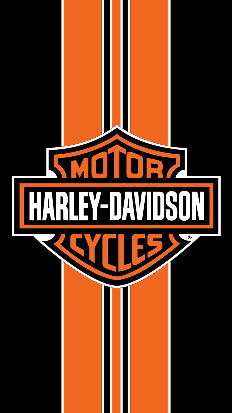 Harley-Davidson Motor Cycles Logo with Orange Racing Stripes on Black Background HD phone wallpaper