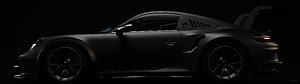 Matte Black Porsche 911 GT3 RS Side Profile in Dark Studio Lighting HD wallpaper