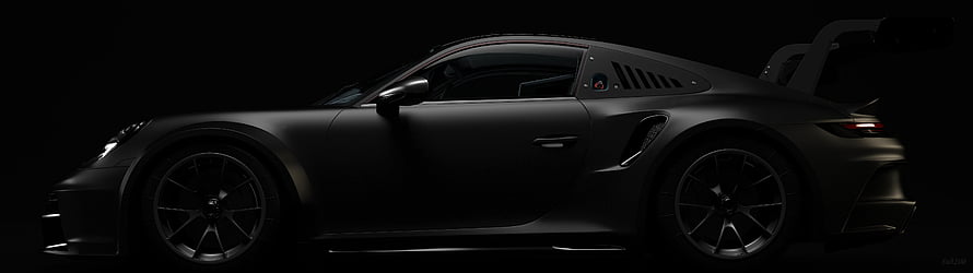 Matte Black Porsche 911 GT3 RS Side Profile in Dark Studio Lighting HD wallpaper