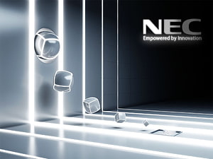 NEC Empowered by Innovation Abstract 3D Wallpaper with Glowing Geometric Shapes HD wallpaper