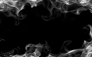 Elegant White Smoke Frame on Black Background with Central Negative Space HD wallpaper