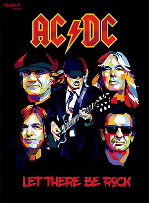AC/DC Let There Be Rock Band Members Pop Art Poster HD phone wallpaper