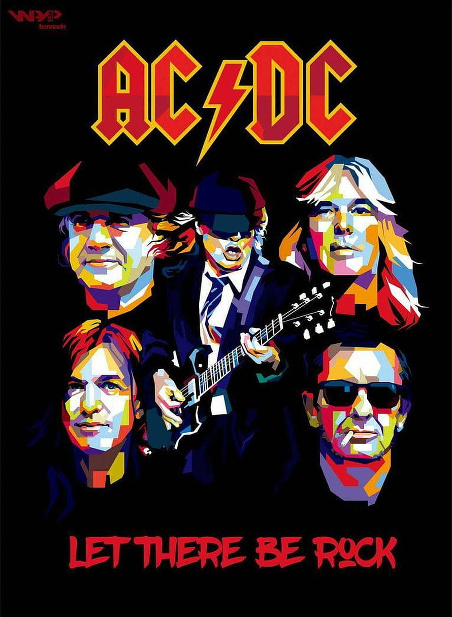 AC/DC Let There Be Rock Band Members Pop Art Poster HD phone wallpaper