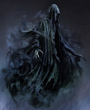 Dark Fantasy Dementor Figure in Swirling Mist and Shadow HD phone wallpaper