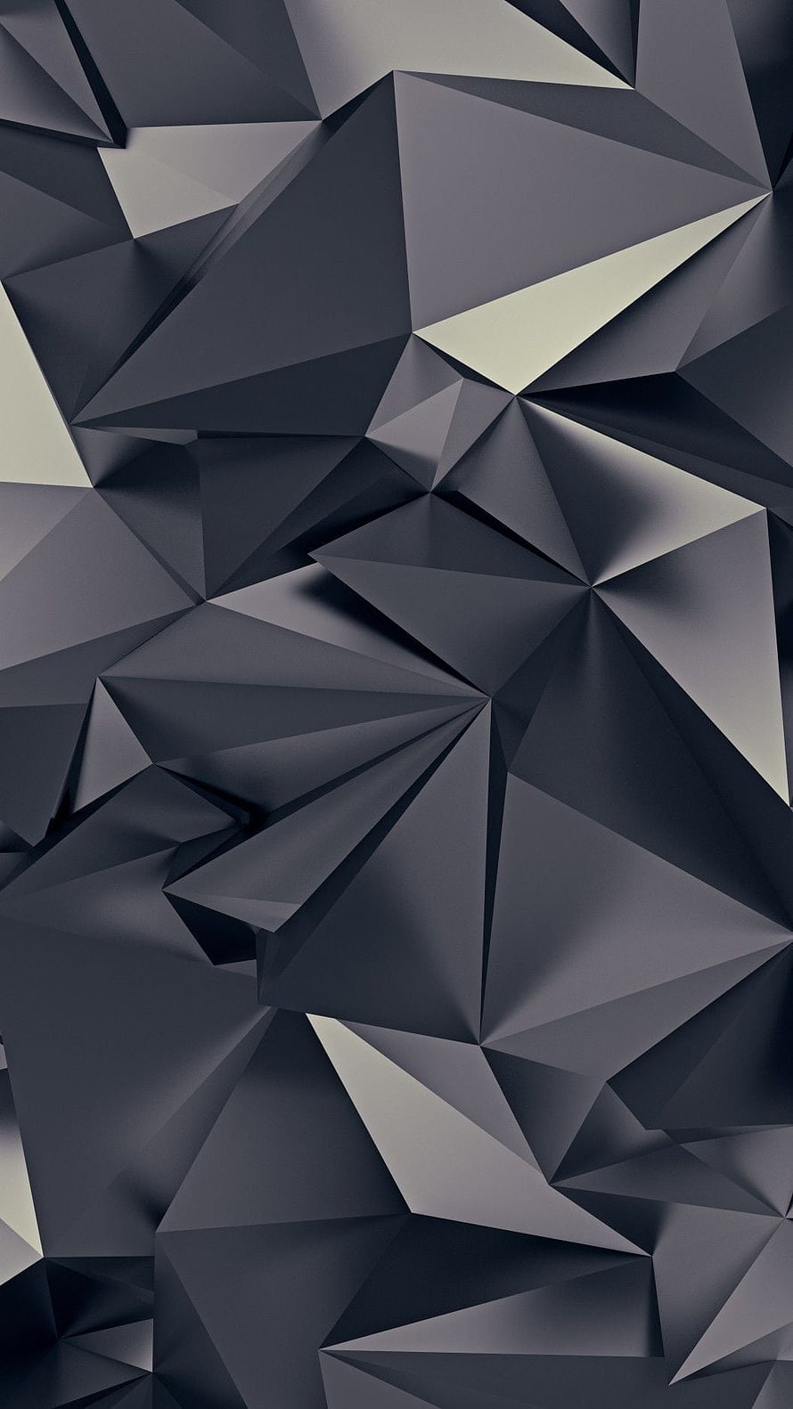 Dark Geometric Polygon Abstract Wallpaper with Faceted Grey and Black Triangles HD phone wallpaper